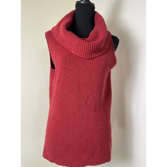 LOFT Women's Preppy Casual Cowl Sleeveless Knit Sweater Top Tunic Terracotta S - Picture 1 of 7